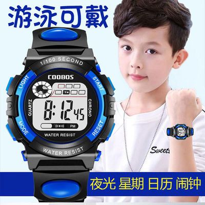 57647/3-15岁】儿童电子手表学生党初中小学生游泳防水多功能夜光小表盘