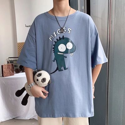 57397/夏季新款体恤圆领短袖T恤男韩版潮流学生宽松体恤潮牌上衣男衣服