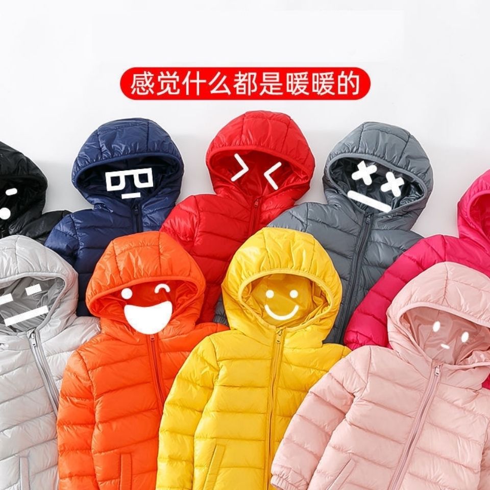 88556-21新款白鸭绒儿童羽绒服男童女童中大童轻薄款宝宝连帽外套亲子装-详情图