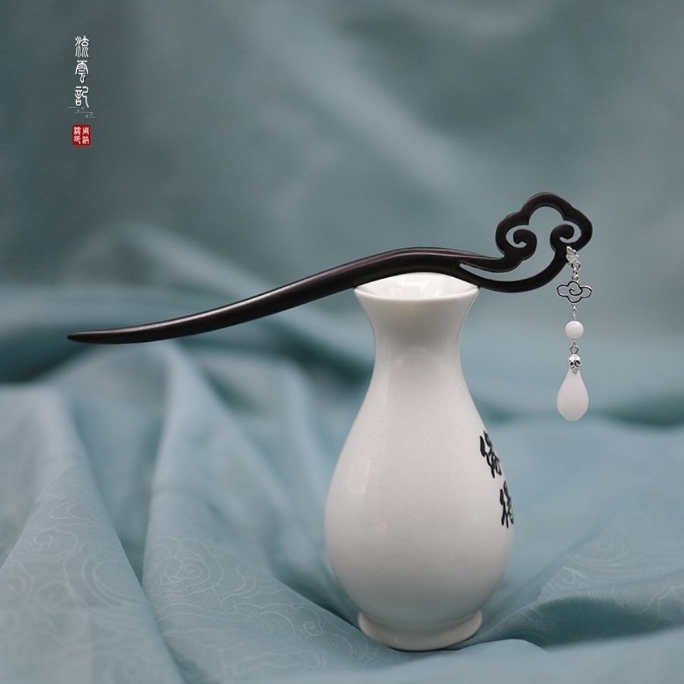 75742-简约款式木质 发簪木质盘发 丸子头头饰 玉兰花吊坠日常清新旗袍【9月22日发完】-详情图