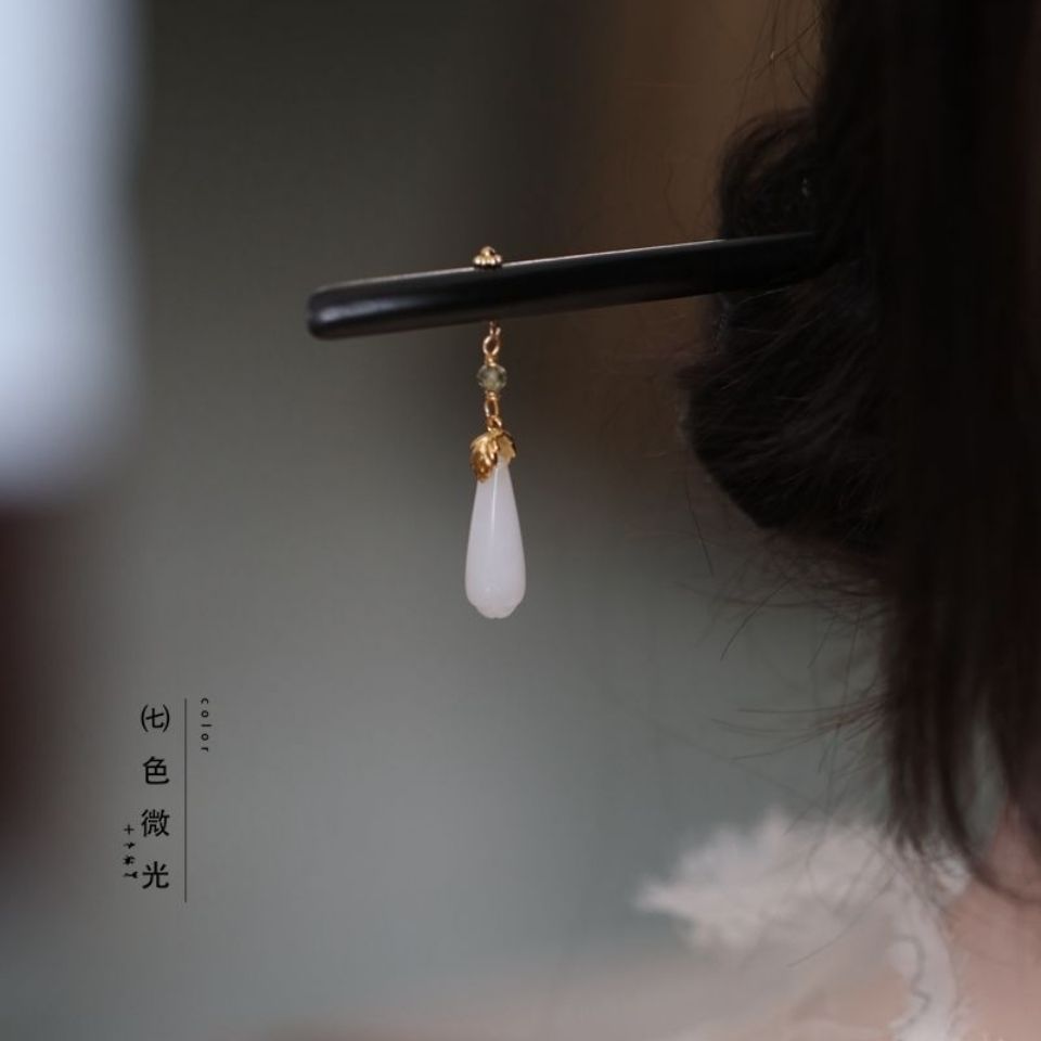 75742-简约款式木质 发簪木质盘发 丸子头头饰 玉兰花吊坠日常清新旗袍【9月22日发完】-详情图