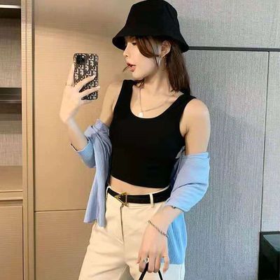 58417/露脐短款内外打底内搭女吊带背心学生休闲韩版运动网红纯色性感棉