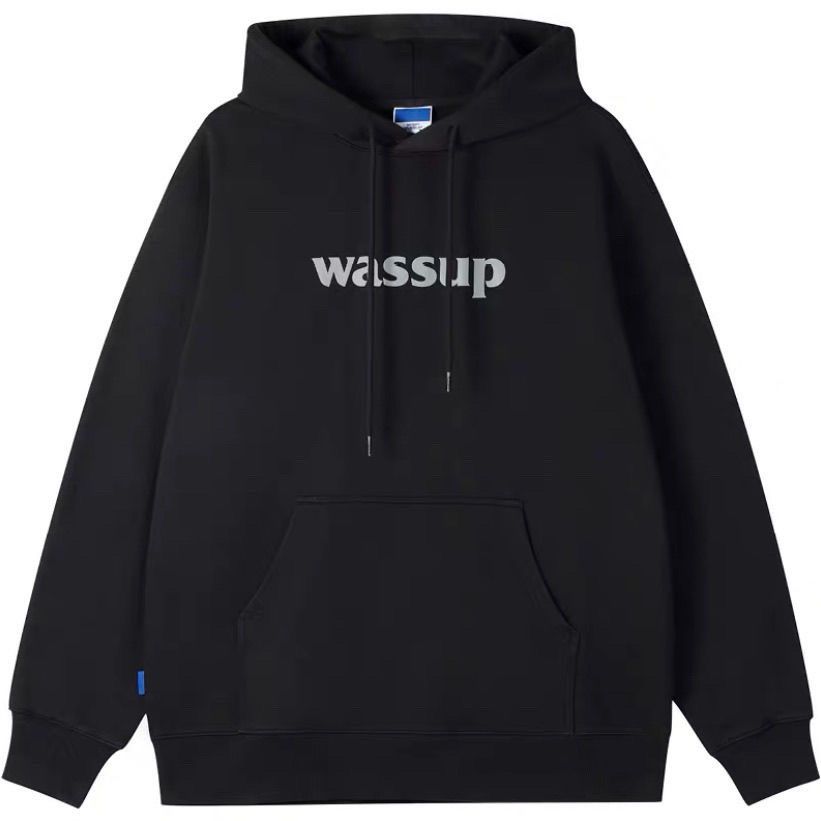 wassup潮牌卫衣男装上衣服外套连帽卫衣衫加绒套头秋冬季男女情侣