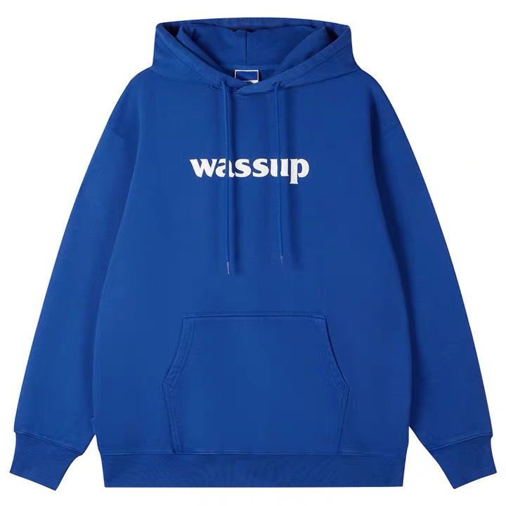 wassup潮牌卫衣男装上衣服外套连帽卫衣衫加绒套头秋冬季男女情侣