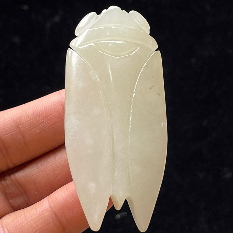 老岫玉明清仿古玩高古玉器捡漏古董玉石挂件把件吊坠摆件收藏玉蝉