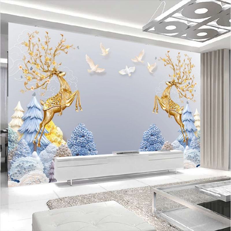 3d立体电视墙背景墙画壁纸装饰画8d客厅壁画沙发影视墙布整张墙纸