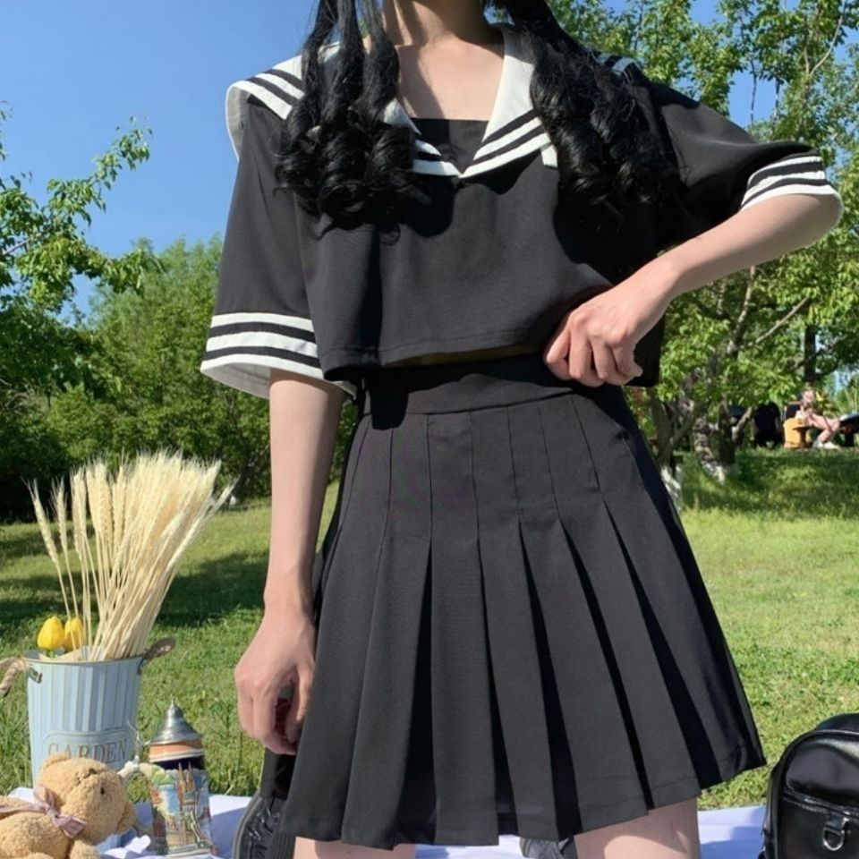 【两件套装】正版jk制服新款日系学院风水手服短款百褶裙闺蜜女夏