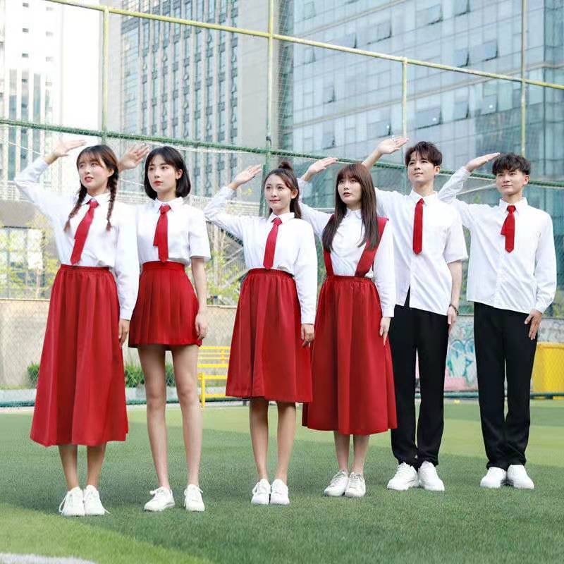 中国红校服班服套装学院风初高中小学生运动会韩版合唱团演出服
