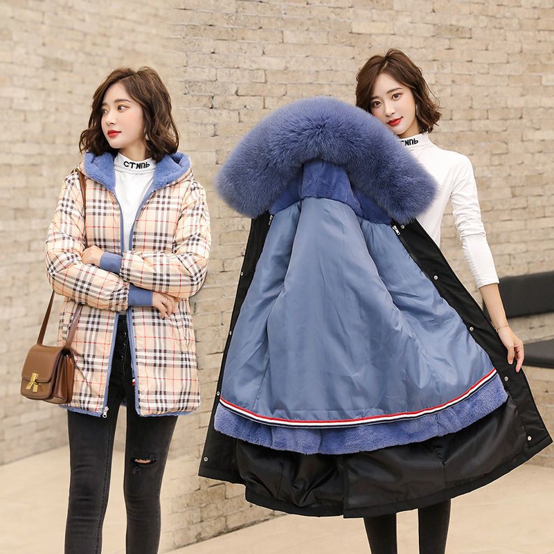 可拆卸派克服女2020新款三穿冬季外套大码棉衣休闲棉袄女学生韩版