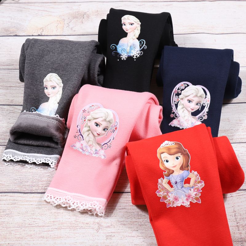 Girls' Leggings spring and autumn new plush and thickened children's pants for warmth keeping
