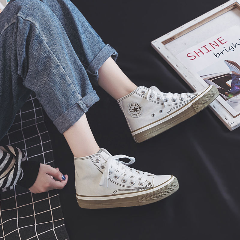 Hong Kong-style canvas shoes female students Korean version 2021 spring and autumn Harajuku ulzzang retro style all-match flat shoes tide