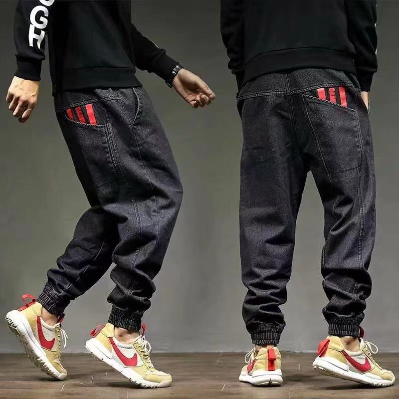 Autumn and winter jeans men's loose fashion brand small foot Harem Pants Student Korean style bound leg pants for men