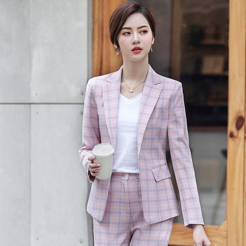  Spring and Autumn Plaid Small Blazer Women's New Korean Style Slim Fashion Professional Wear Suit Casual Suit