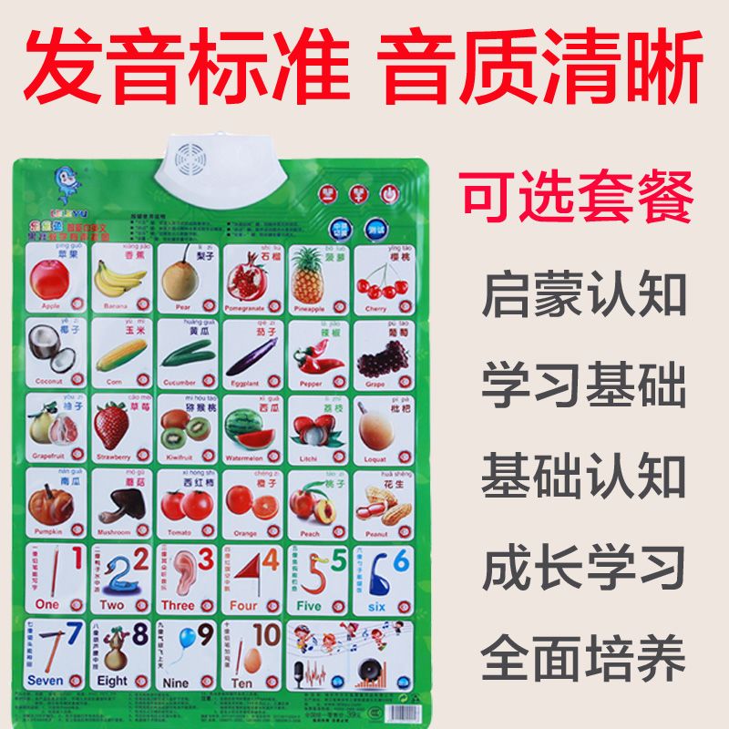 一年级笔顺有声挂图看图识字宝宝认字小学生汉字笔画偏旁部首挂图 虎窝拼