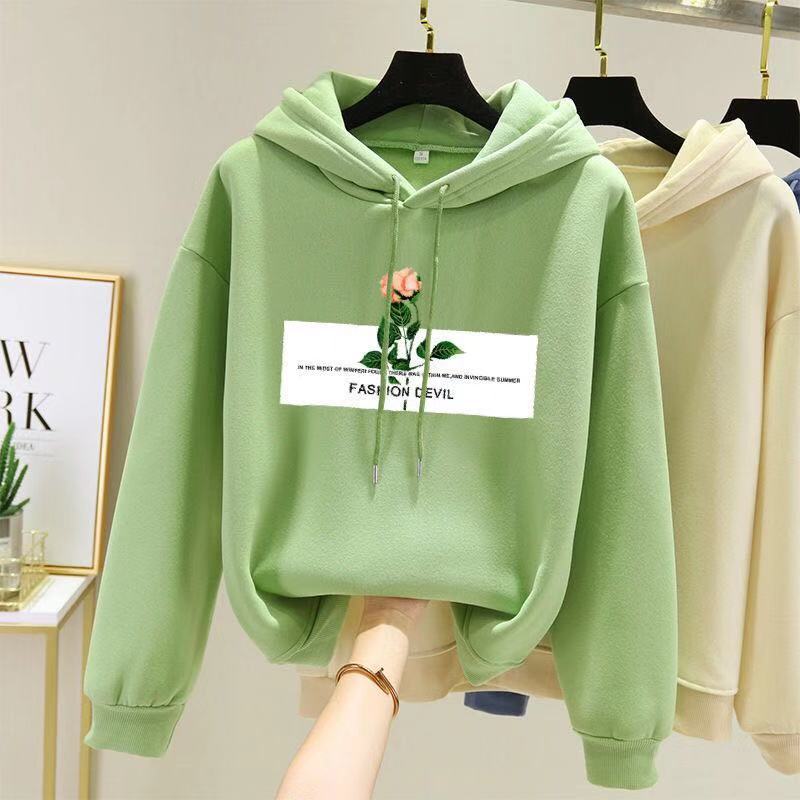 Ins super hot new hooded sweater for women's versatile autumn and winter cashmere Korean student's thin and loose top fashion