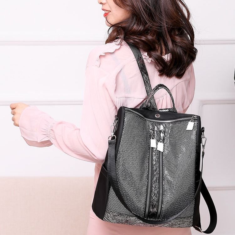 双肩包女韩版新款大容量学生书包时尚百搭牛津布防盗旅行背包
