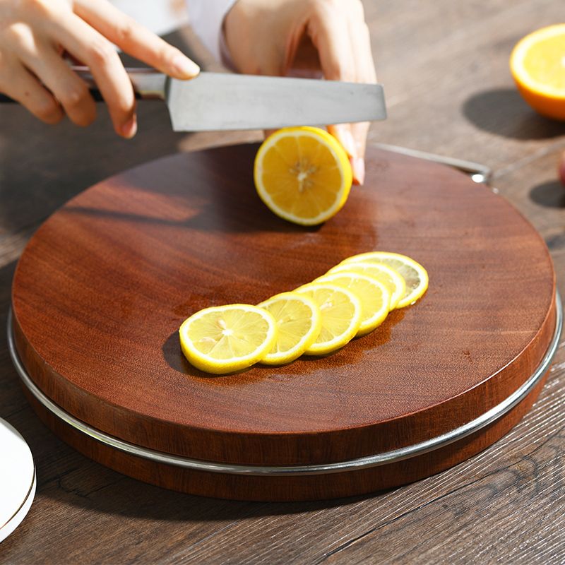 厨帮宝进口铁木砧板菜板实木家用切菜板厨房案板圆形砧板整木菜墩