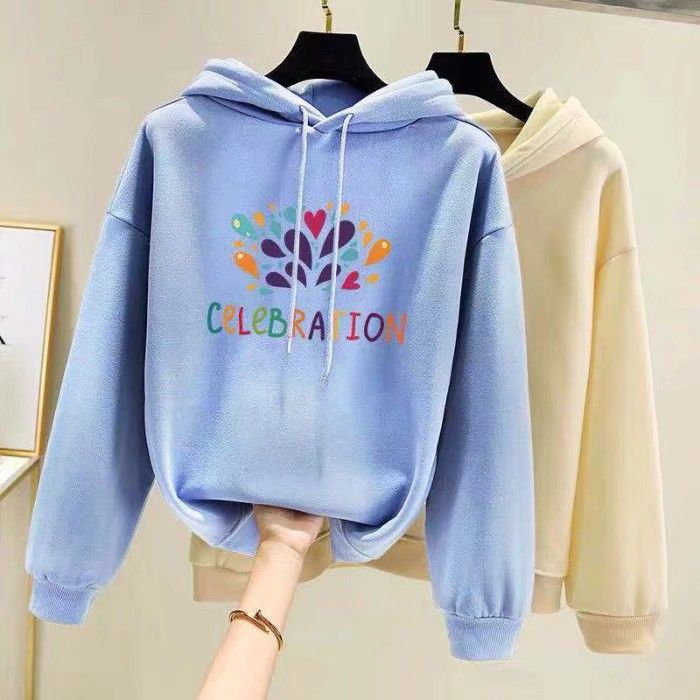 12 children 13 girls put on clothes in autumn 15 years old 16 Plush sweater women Hooded Winter loose Korean jacket
