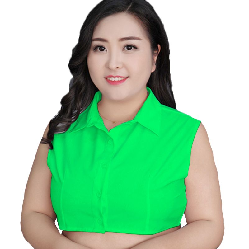 大碼胖MM假領子女百搭背心式襯衫假領女士白色純棉蕾絲裝飾襯衣領