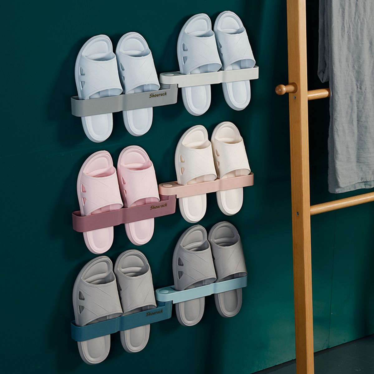 壁挂式粘贴鞋架浴室拖鞋架子简便 墙上放鞋子挂架收纳架拖鞋架