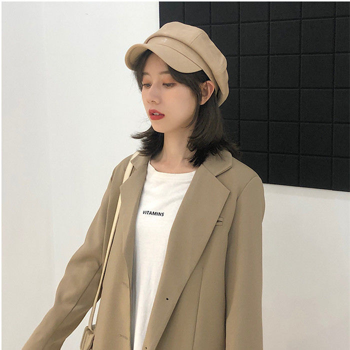 Hat female beret female spring and summer Korean version of the Japanese all-match woolen student cute painter hat ins octagonal hat