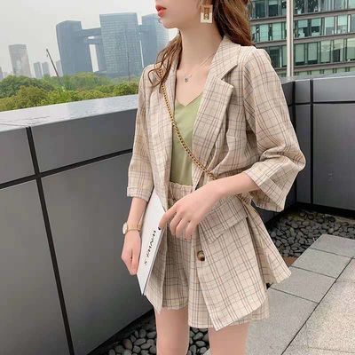 格子套装女夏夏装