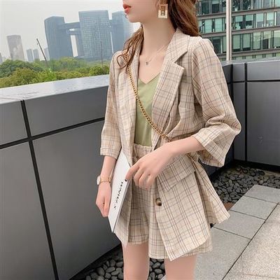 格子套装女夏夏装