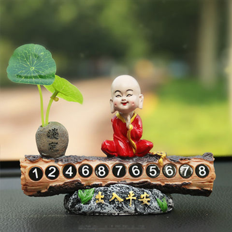 75679-创意小和尚临时停车牌移车电话号码牌车内装饰高档挪车牌汽车用品-详情图