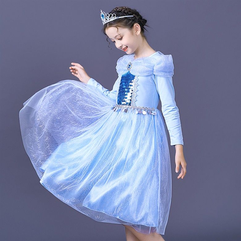 Super foreign style children sequins Princess Dress little girl lace dress
