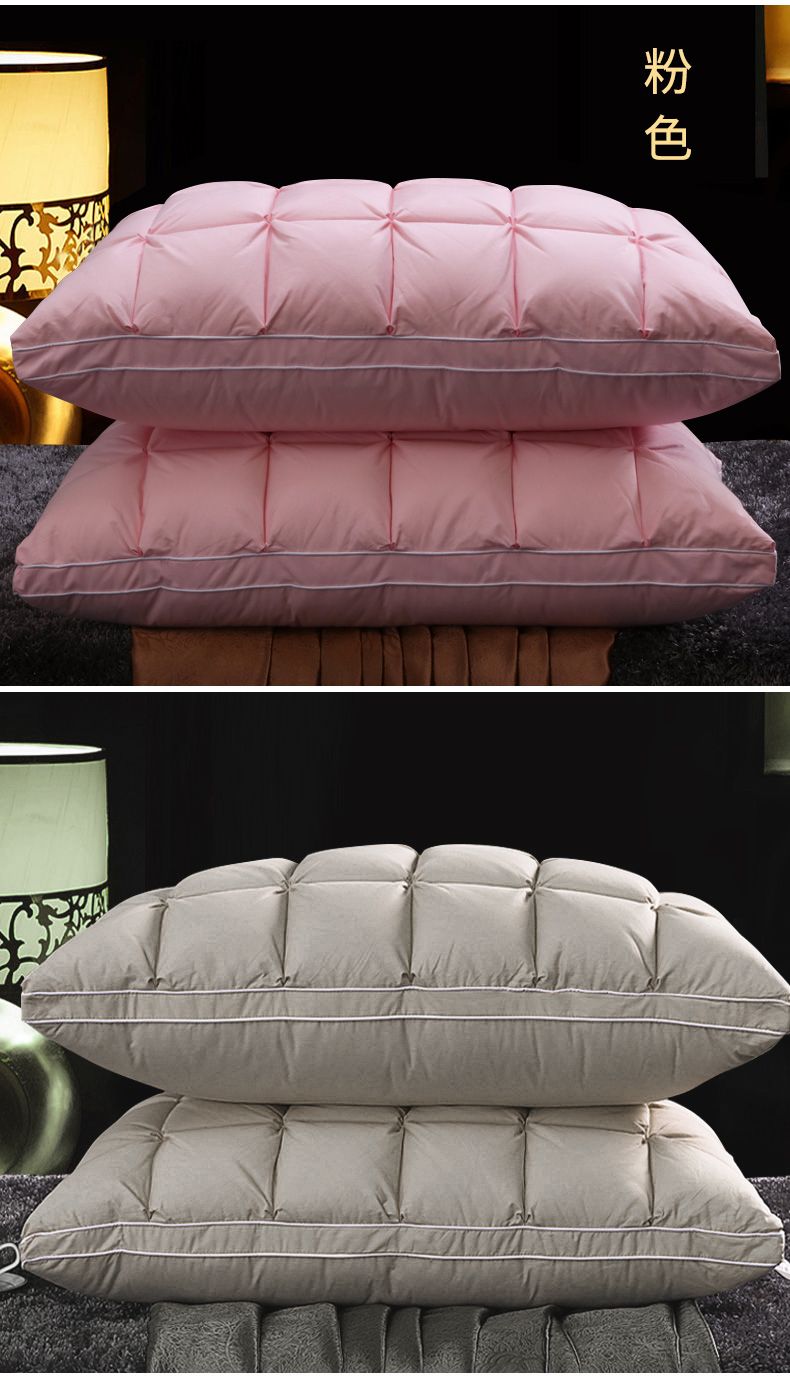 法式面包枕白鹅绒羽绒枕鹅毛枕头家用全棉成人枕单人双人枕芯一对
