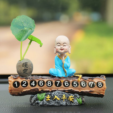75679-创意小和尚临时停车牌移车电话号码牌车内装饰高档挪车牌汽车用品-详情图