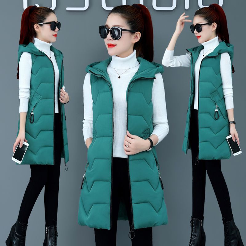 Autumn / winter 2020 new cotton vest women's Korean version slim cotton jacket medium long sleeveless cotton jacket