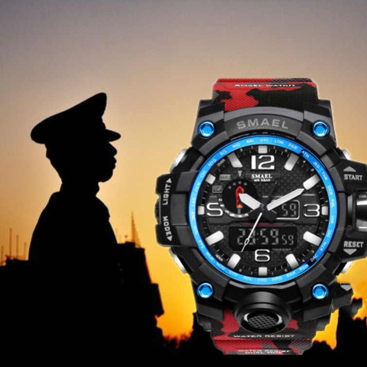 军事手表男学生青少年户外运动防水多功能双显示迷彩特种兵电子表