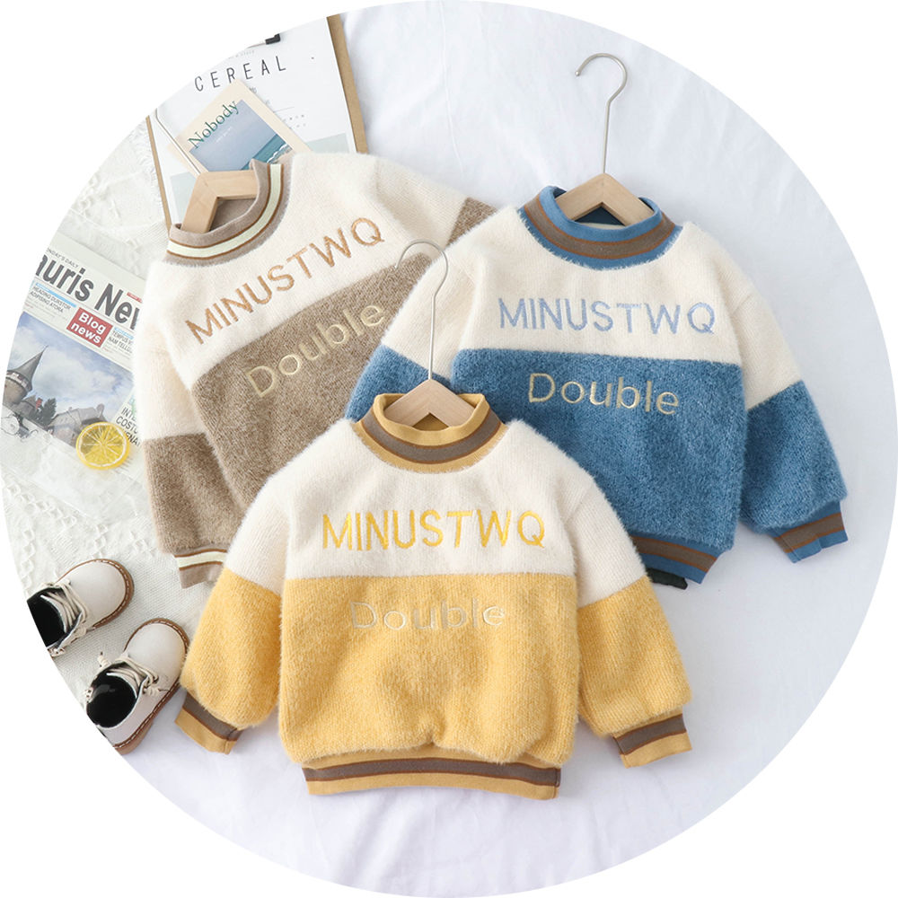 Baby's sweater autumn and winter new boys' winter fashionable coat children's Plush thickened top fashion