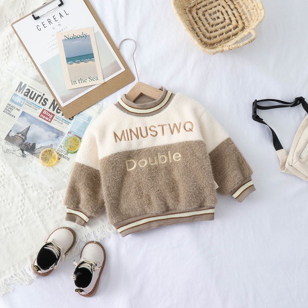 Baby's sweater autumn and winter new boys' winter fashionable coat children's Plush thickened top fashion