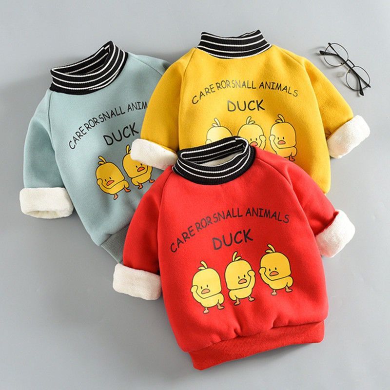 2019 new boys' Plush thickened cotton jacket baby Pullover Sweater for girls high collar autumn and winter children's top