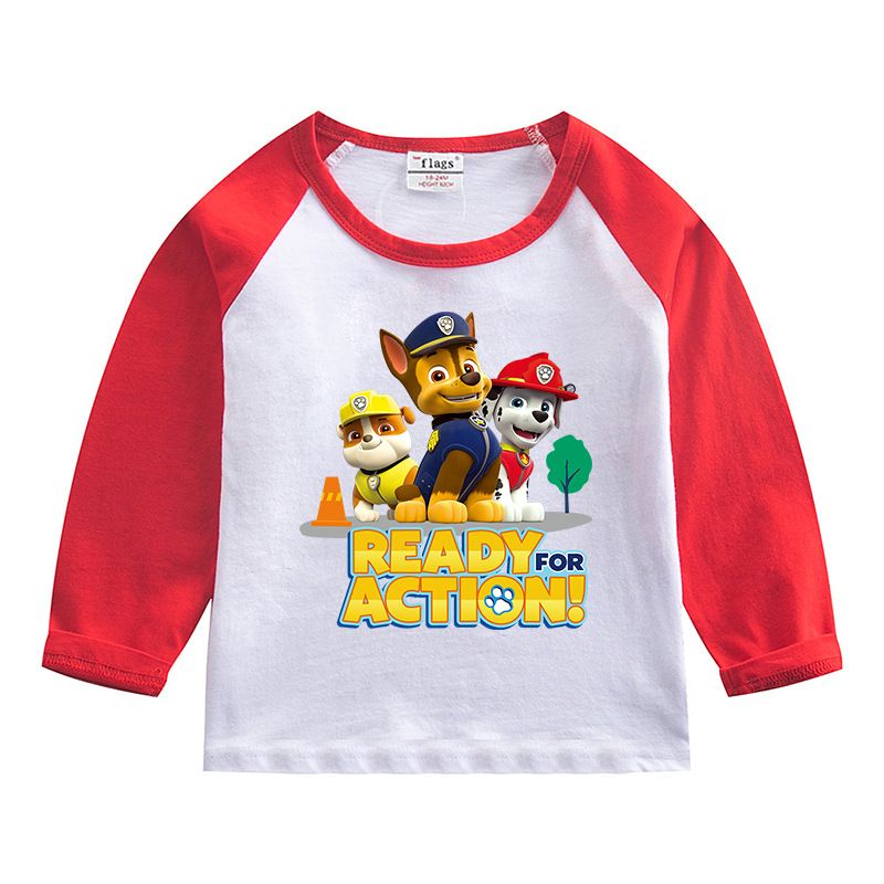 Wang Wang team boys' baby long sleeve top spring and summer  new children's clothing middle and small children's girls' round neck T-shirt