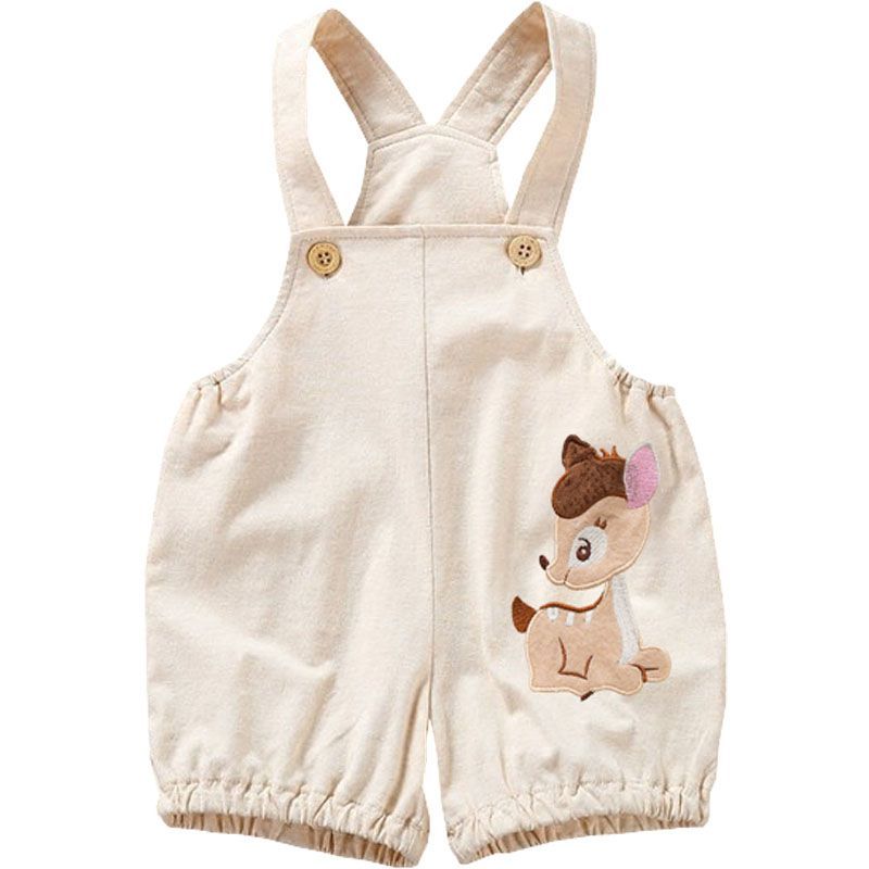 Baby overalls summer thin section men can open the crotch open crotch female baby suspenders pure cotton shorts toddlers summer wear