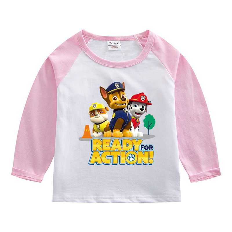 Wang Wang team boys' baby long sleeve top spring and summer  new children's clothing middle and small children's girls' round neck T-shirt