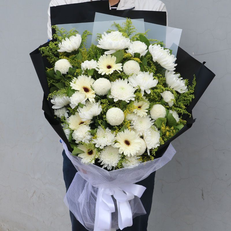 清明节北京天津黄菊白菊花束杭州上坟扫墓鲜花葬礼悼念雏菊告别花