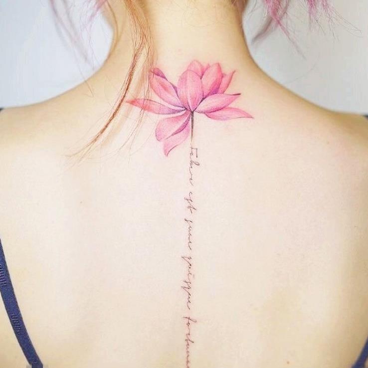 纹身贴防水男女持久韩国新款莲花后背贴纸【一份两张】