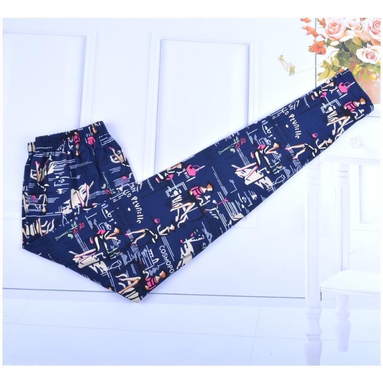 Middle-aged and elderly women's thin section modal cotton printed large size women's long johns one-piece line trousers loose plus fat plus home pants