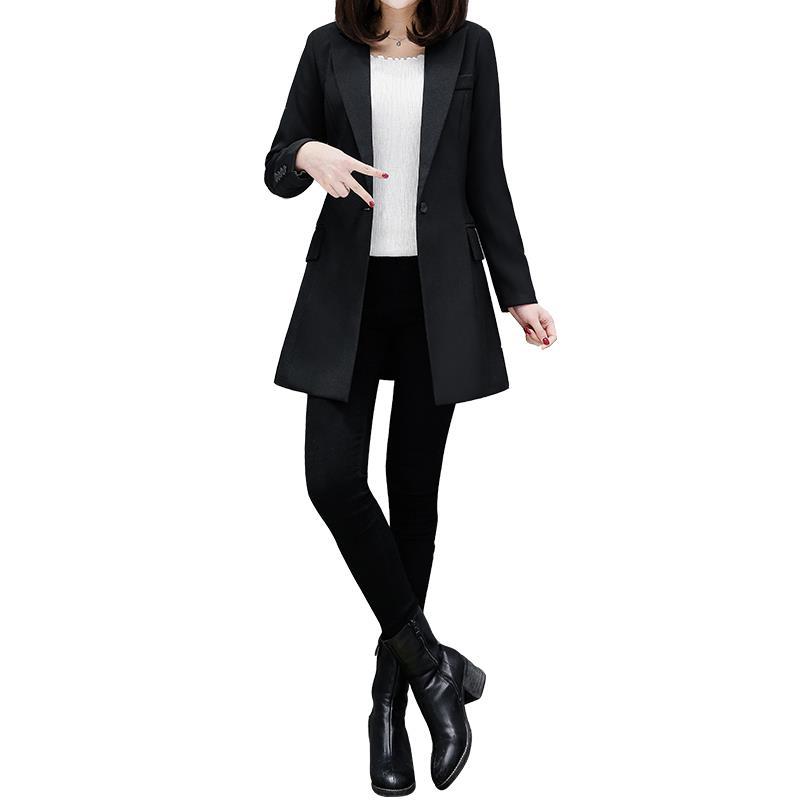 Mid-length Slim Small Suit Women's Top 2021 Spring and Autumn New Korean Style Casual Temperament Thin Suit Jacket
