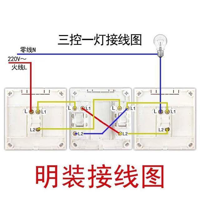 飞雕一开多控双控中途三控开关三联暗装明装双联家用单开面板插座