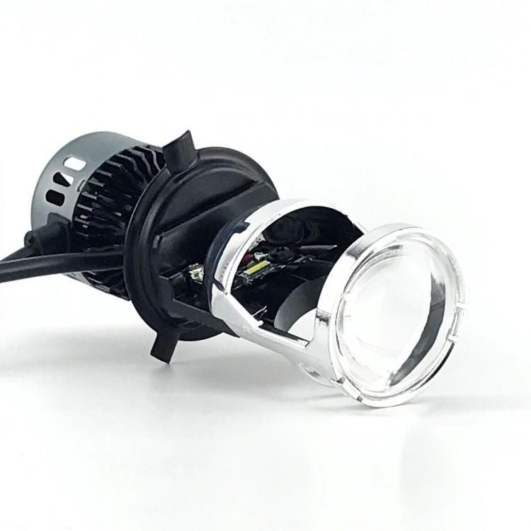 摩托车电动车led强光内置h4远近光前大灯灯泡鬼火双光透镜大灯12v