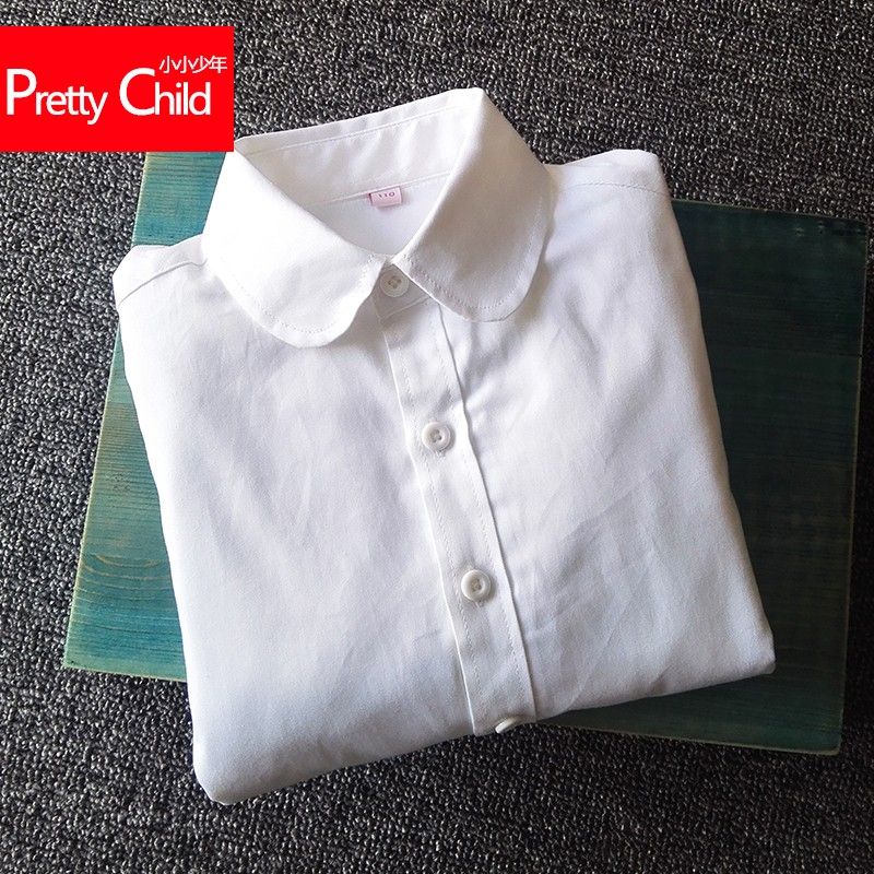 女童加绒白衬衫长袖纯棉中大儿童学生校服表演出服加厚保暖白衬衣