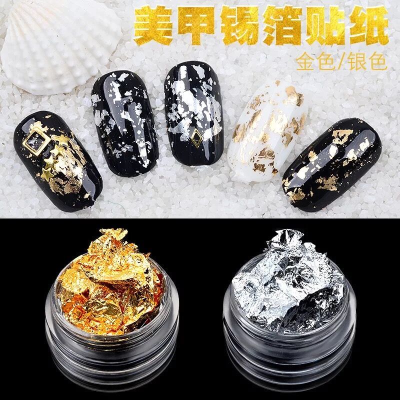 Genuine manicure gold silver foil gold paper nail polish adhesive decorations bride nail gold foil silver foil phototherapy Nail Sticker