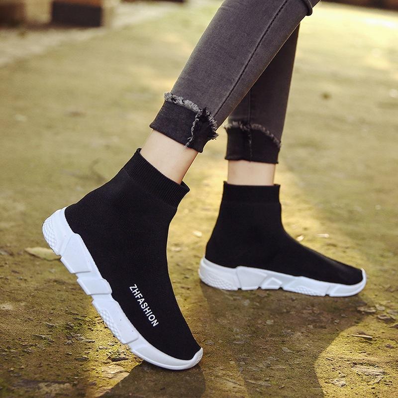 Ins super fire elastic sock shoes women's ulzzang 2020 autumn versatile high top sports boots