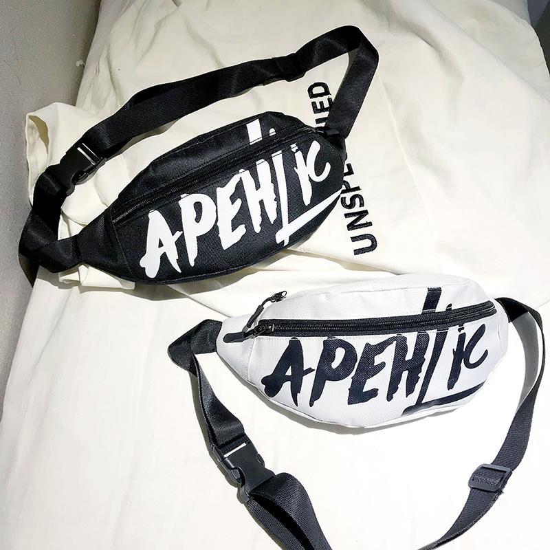 Ins super fire chest bag women's new fashion Korean slant waist bag hip hop fashion canvas one shoulder trampoline bag