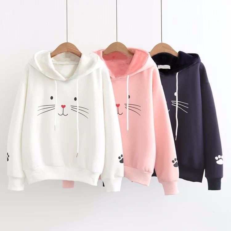 Autumn and winter 2018 new student loose hooded Pullover for women